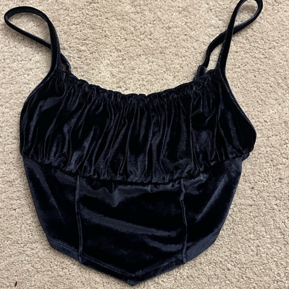 Black Velvet Crop Top